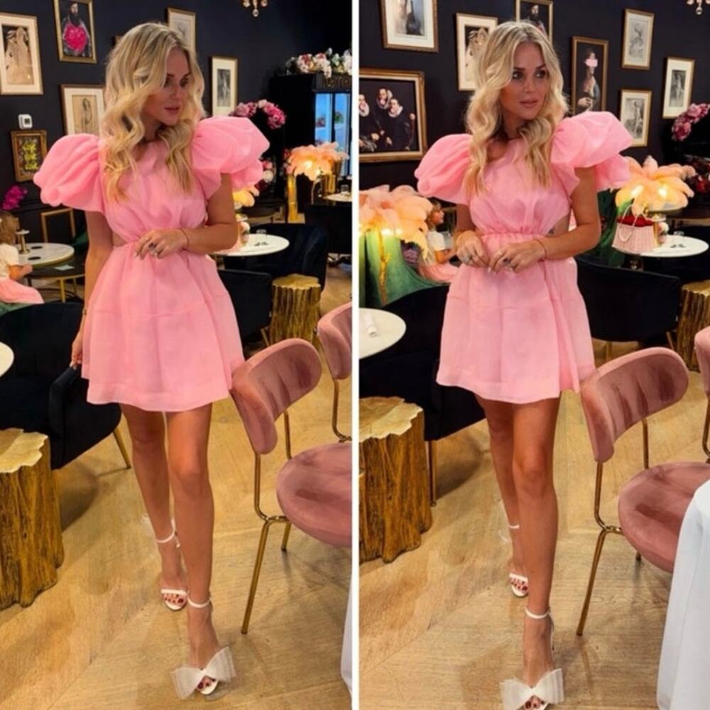 AJE Simplicity Pink Puff Sleeve Cutout Mini Dress NWT Size 0 Barbiecore